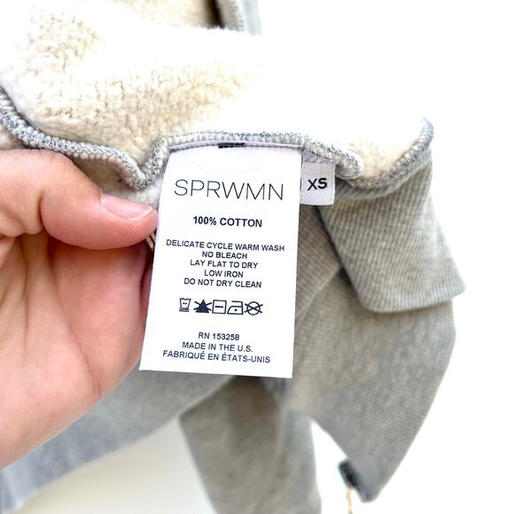 SPRWMN Full Zip Up Hoodie Heather Gray Grey Light Sweatshirt Cotton Extra Small - Picture 13 of 13